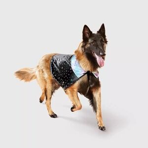 Boots & Barkley Night Sky Dog Cape‎ Costume L/XL Iridescent Star Moon Black NEW